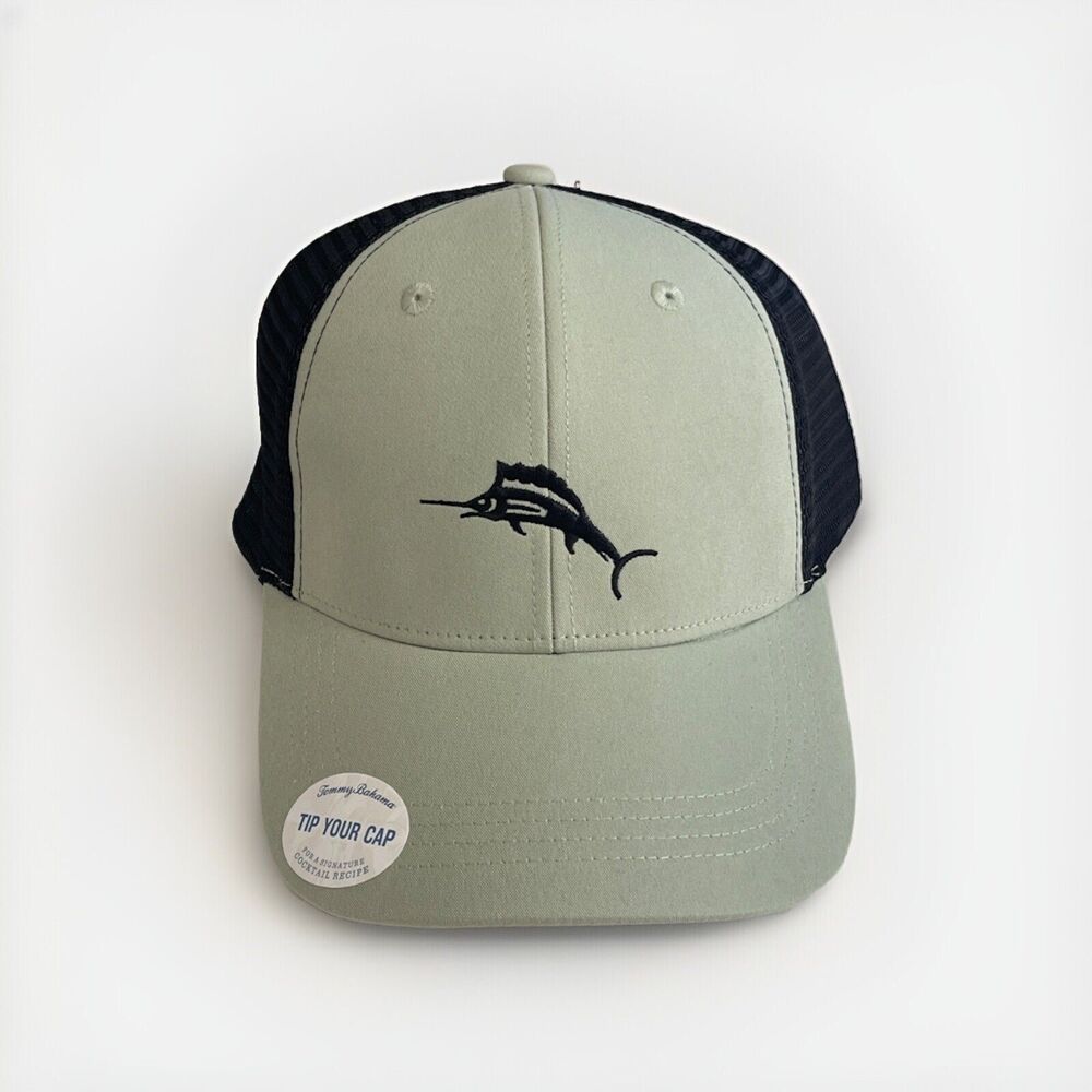 Tommy Bahama Mens Marlin Snapback Mesh Hat Cap Green Black OS Tip Your Cap NEW